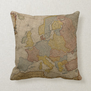 Kaart van Europa 1700 Kussen
