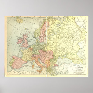 Kaart van Europa 1914 Poster