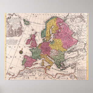 Kaart van Europa 3 Poster