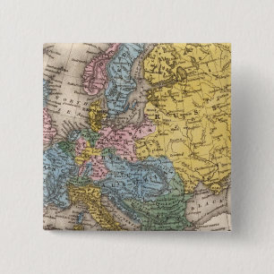 Kaart van Europa 4 Vierkante Button 5,1 Cm