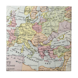 Kaart van Europa Derde kruistocht Tegeltje