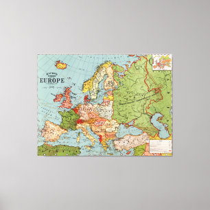 Kaart van Europa door George Washington Bacon Canvas Afdruk