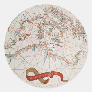 Kaart van Europa en kusten van Noord-Afrika Ronde Sticker