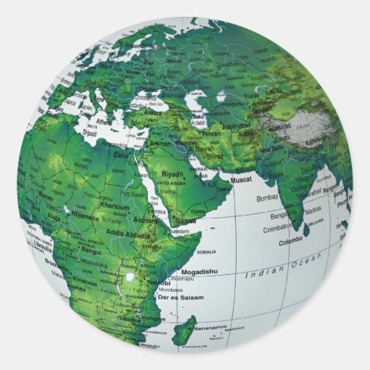 Kaart van Europa Ronde Sticker (Voorkant)