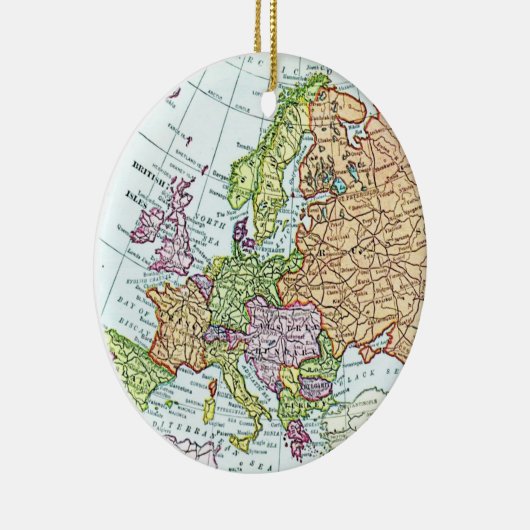 kaart van Europese kleurrijke pastels Keramisch Ornament (Rechts)