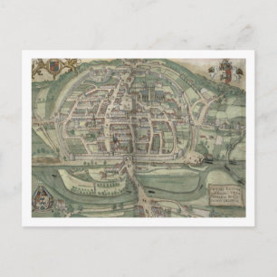 Kaart van Exeter uit "Civitates Orbis Terrarum" do