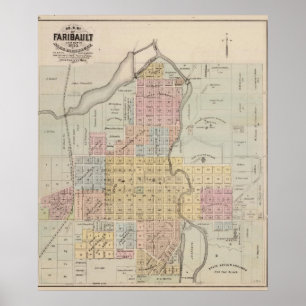 Kaart van Faribault, Rice County, Minnesota Poster