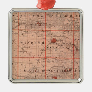 Kaart van Fayette County, staat Iowa Metalen Ornament