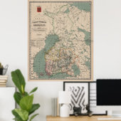  kaart van Finland (1860) Poster (Thuiskantoor)