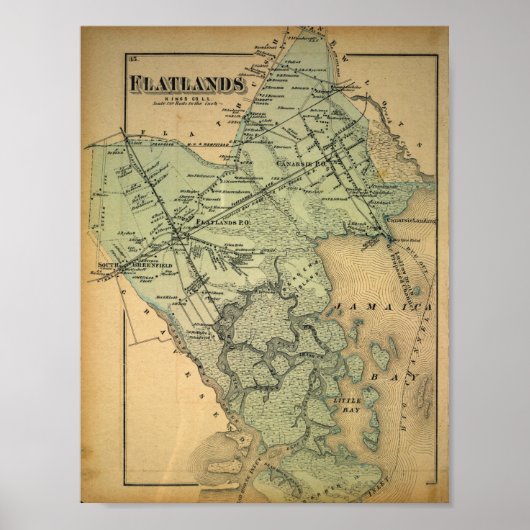  kaart van Flatland, Long Island, 1873 Poster (Voorkant)