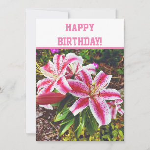Kaart van Floral Birthday Pink Lilies