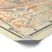  kaart van Florence Italië (1895) Poster (Hoek)