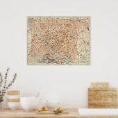  kaart van Florence Italië (1895) Poster (Keuken)