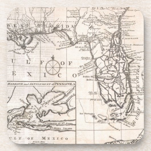  kaart van Florida (1763) Onderzetter (Voorkant)