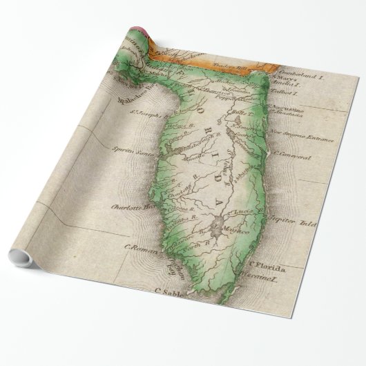 kaart van Florida (1822) Cadeaupapier (Uitgerold)