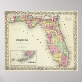  kaart van Florida (1856) Poster