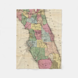  kaart van Florida (1870) Fleece Deken