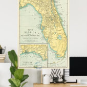 kaart van Florida (1891) Poster (Thuiskantoor)