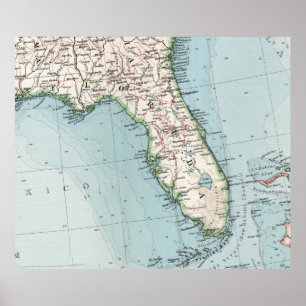  kaart van Florida (1900) Poster
