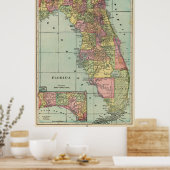  kaart van Florida (1909) Poster (Keuken)