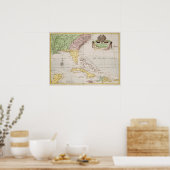 kaart van Florida en de Bahama's Poster (Keuken)