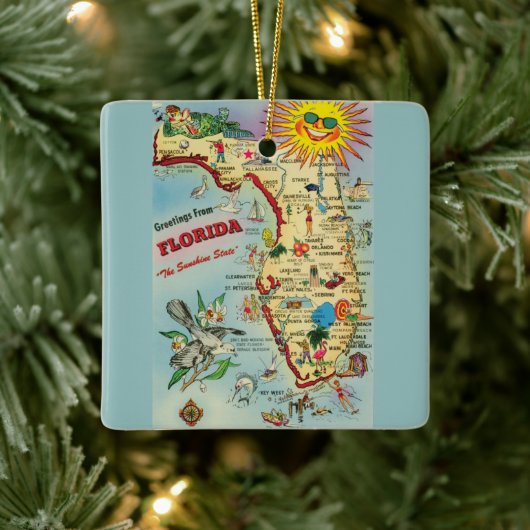 Kaart van Florida Keramisch Ornament (Boom)