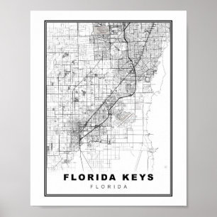 Kaart van Florida Keys Poster