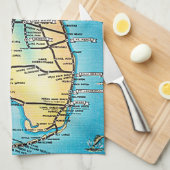  kaart van Florida met snelwegen Theedoek (Quarter Fold)