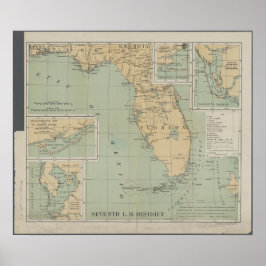 kaart van Florida Poster