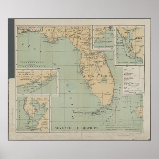  kaart van Florida Poster (Voorkant)