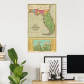 Kaart van Florida Poster (Thuiskantoor)