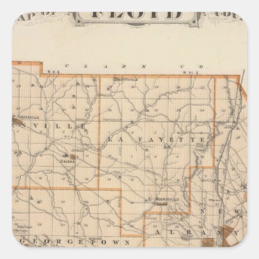 Kaart van Floyd County Vierkante Sticker (Voorkant)