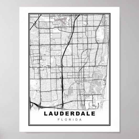 Kaart van Fort Lauderdale Poster (Voorkant)