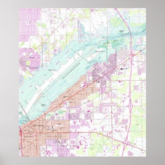 kaart van Fort Myers Florida (1958) Poster (Voorkant)