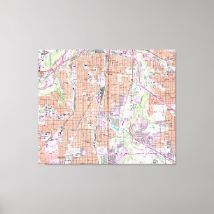 kaart van Fort Worth Texas (1955) 2 Canvas Afdruk