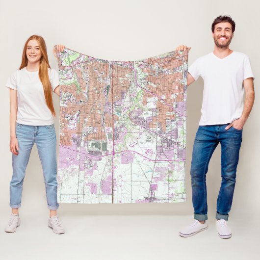  kaart van Fort Worth Texas (1955) 2 Fleece Deken (In situ)