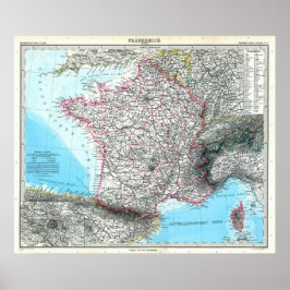 Kaart van Frankrijk 1891 Poster