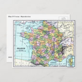 Kaart van Frankrijk - Briefkaart (Voorkant / Achterkant)