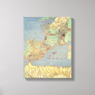 Kaart van Frankrijk, Spanje en Noordwest-Afrika Canvas Afdruk