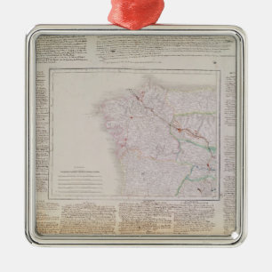 Kaart van Galicië met route van het Franse leger Metalen Ornament