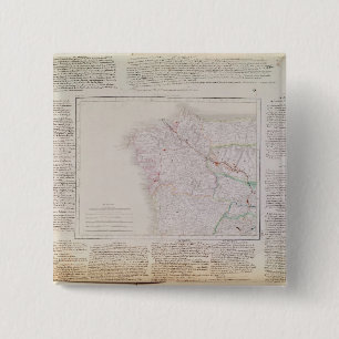 Kaart van Galicië met route van het Franse leger Vierkante Button 5,1 Cm