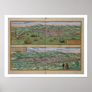 Kaart van Genua en Florence, uit 'Civitates Orbis Poster