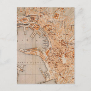  kaart van Genua Italië (1906)