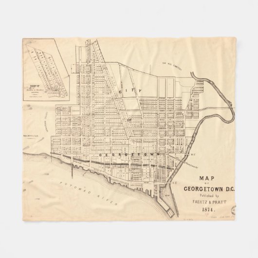  kaart van Georgetown (Washington D.C.) 1876 Fleece Deken (Voorkant (Horizontaal))