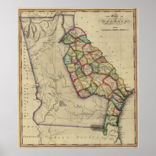 kaart van Georgië (1817) Poster (Voorkant)