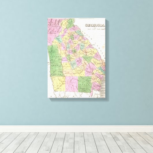 kaart van Georgië (1827) Canvas Afdruk (Insitu (Houten vloer))