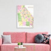 kaart van Georgië (1827) Canvas Afdruk