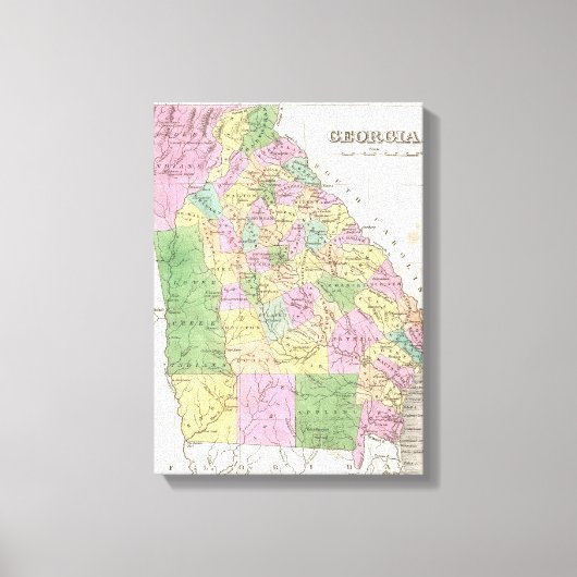 kaart van Georgië (1827) Canvas Afdruk