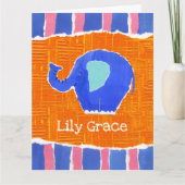 Kaart van gepersonaliseerde Cute Elephant Birthday (Voorkant)