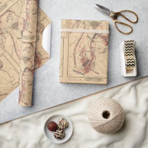  kaart van Gettysburg en Slachtoffers, juli 1863 Cadeaupapier